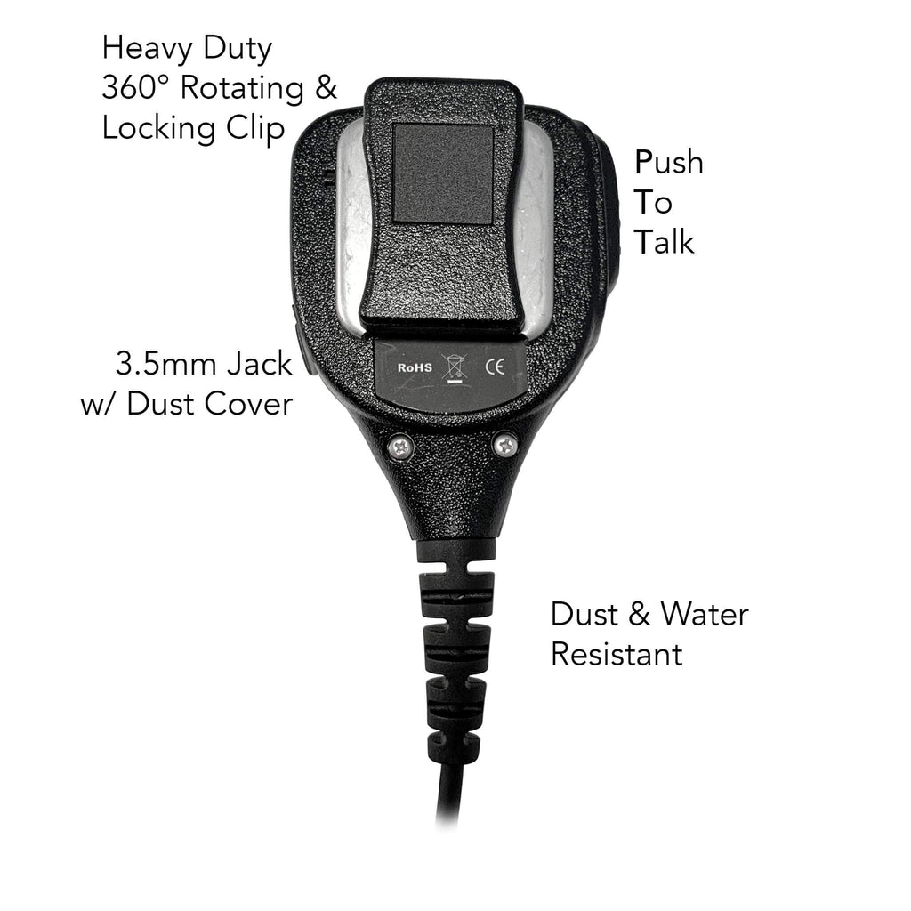 SM-V2-08SR: Straight wire Cable Shoulder/Chest Microphone for Harris(L3Harris)/Tait TP3000, TP3300, TP3350 TP3500, TP8100, TP8110, TP8115, TP8120, TP8135, TP8140, TP9300, TP9355, TP9360, TP9400, TP9435, TP9440, TP9445, TP9460, TP9500, TP9555, TP9560, TP9600, TP9655, TP9660, Comm Gear Supply CGS