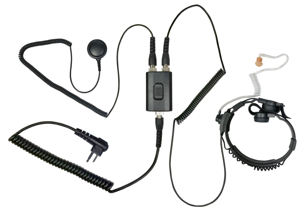 SPM-1501: The GLADIATOR tactical HD throat mic for All 2 Pin Kenwood, Baofeng, AR-152, BTECH, Rugged Radios, Diga-Talk, TYT, AnyTone, Relm/BK Radio, Quansheng, Wouxon Comm Gear Supply CGS