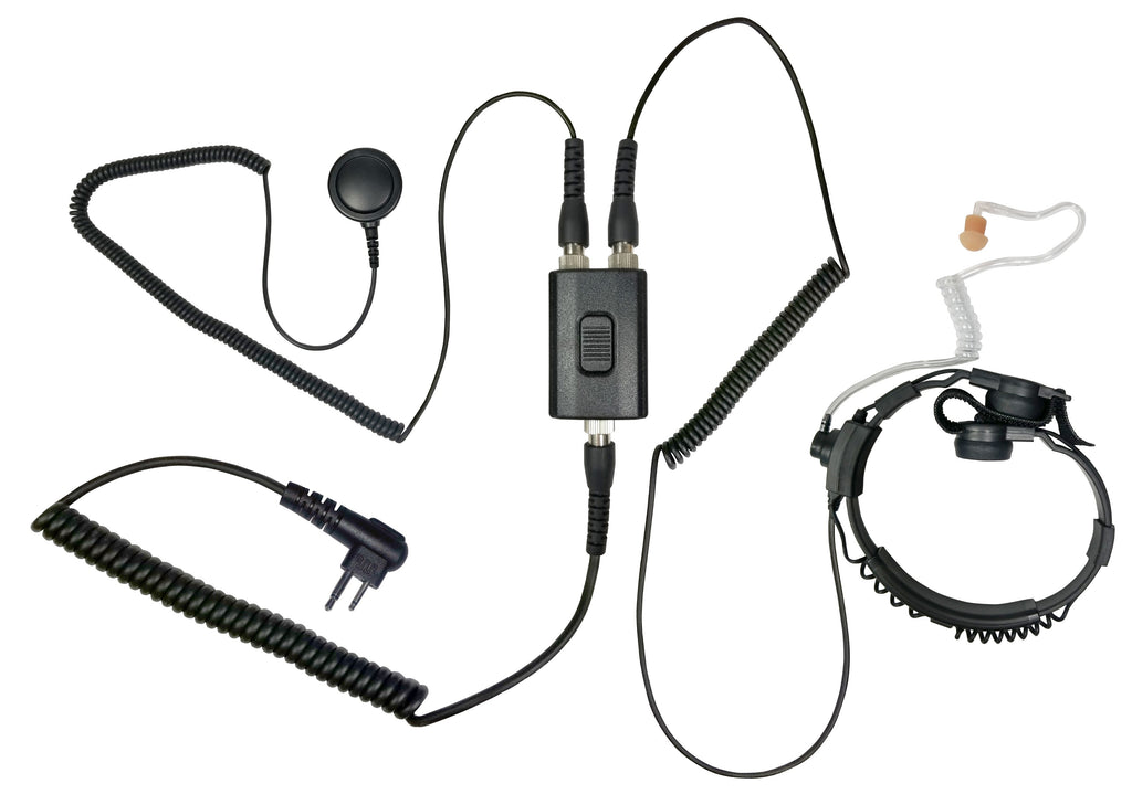 SPM-1501: The GLADIATOR tactical HD throat mic for All 2 Pin Kenwood, Baofeng, BTECH, Rugged Radios, Diga-Talk, TYT, AnyTone, Relm/BK Radio, Quansheng, Wouxon Comm Gear Supply CGS