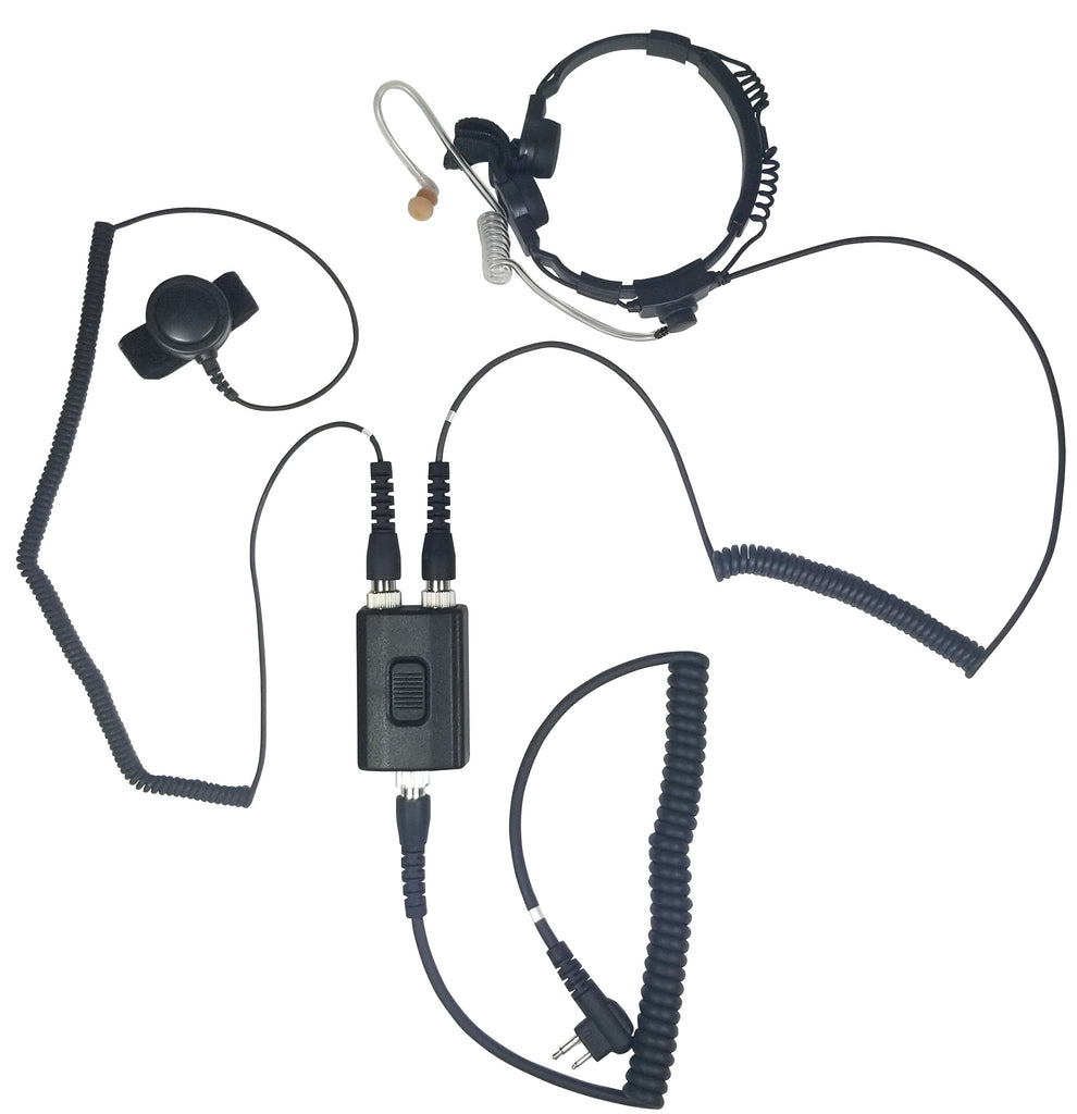 SPM-1501: The GLADIATOR tactical HD throat mic for All 2 Pin Kenwood, Baofeng, AR-152, BTECH, Rugged Radios, Diga-Talk, TYT, AnyTone, Relm/BK Radio, Quansheng, Wouxon Comm Gear Supply CGS