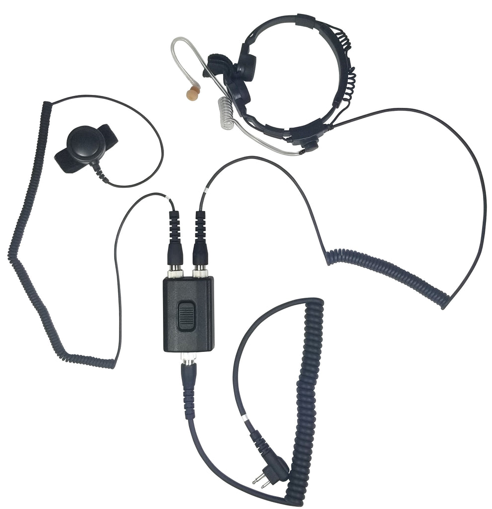 SPM-1501: The GLADIATOR tactical HD throat mic for All 2 Pin Kenwood, Baofeng, BTECH, Rugged Radios, Diga-Talk, TYT, AnyTone, Relm/BK Radio, Quansheng, Wouxon Comm Gear Supply CGS