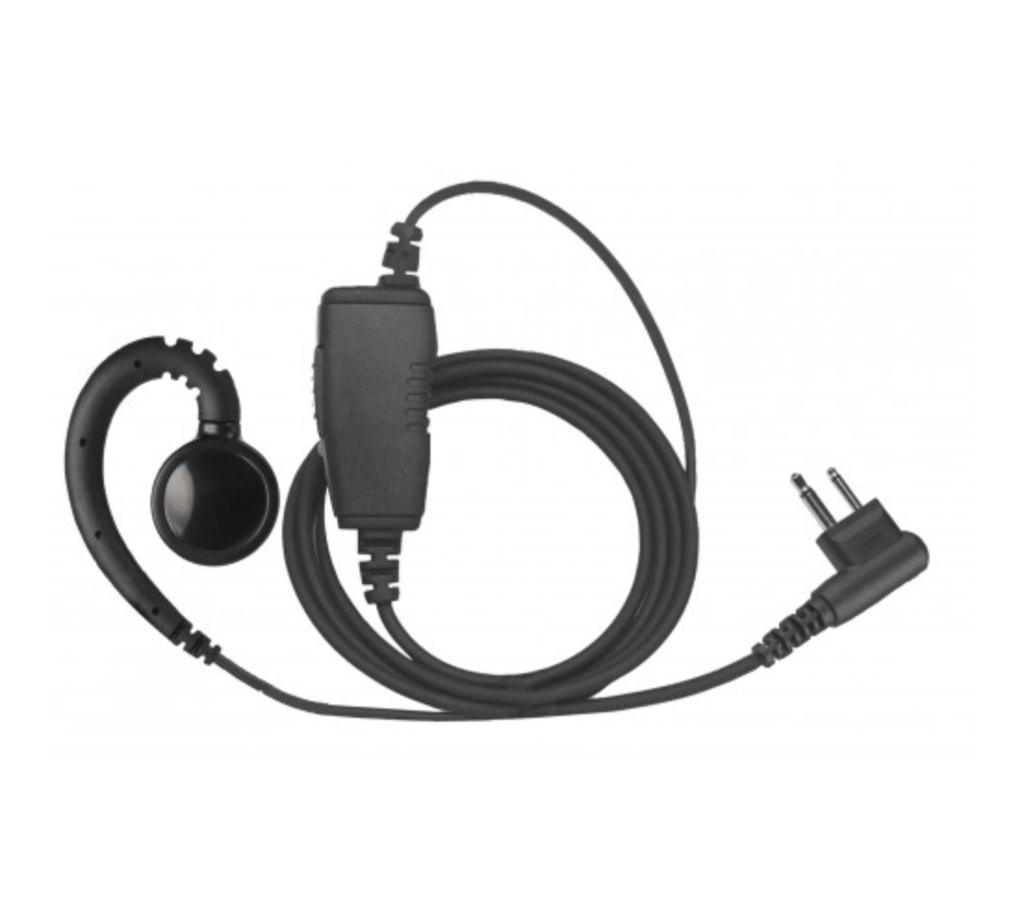 In-Line Mic w/ Large Swivel Ear hook 1 Wire Swivel Ear Hook with inline lapel PTT / Microphone Ideal for Church / Temple Security.  Comm Gear Supply CGS SWVL1W