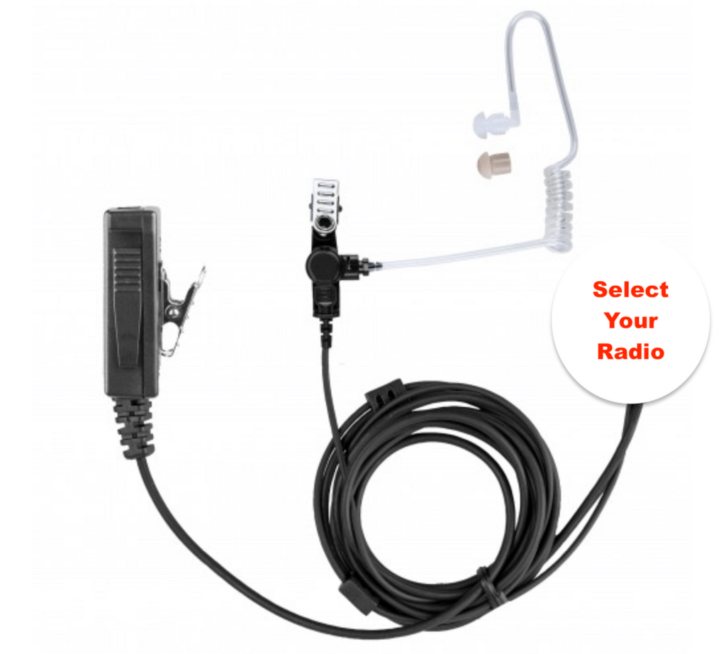 Complete Mic & Earpiece 2-Wire Kit - Fits: Motorola, Kenwood, BaoFeng, Retevis, Ailunce, Vertex, Hytera, Icom, Ideal for Church / Temple Security.  Comm Gear Supply CGS AT2W