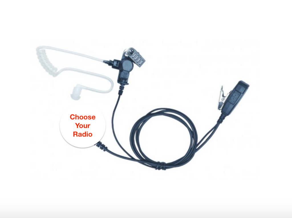 Professional Mic & Acoustic Clear Tube Earpiece Radio Kit for Motorola, Vertex, Hytera, Icom, Tekk Ideal for Church / Temple Security.  Comm Gear Supply CGS