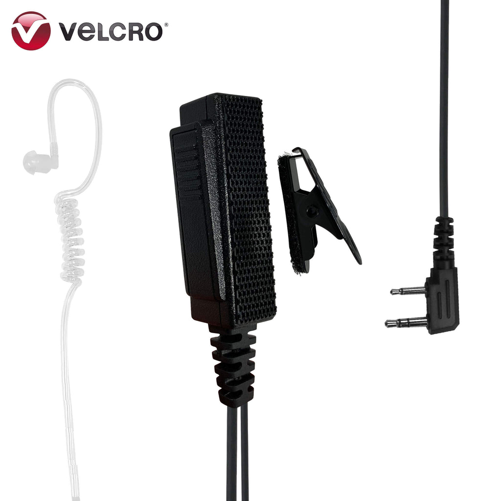 P/N: LT01-V: Velcro Mic & Earpiece Radio Kit- 2 Pin Kenwood, Baofeng, BTECH, Rugged Radios, Diga-Talk, TYT, AnyTone, Relm/BK Radio, Quansheng, Wouxon Comm Gear Supply CGS