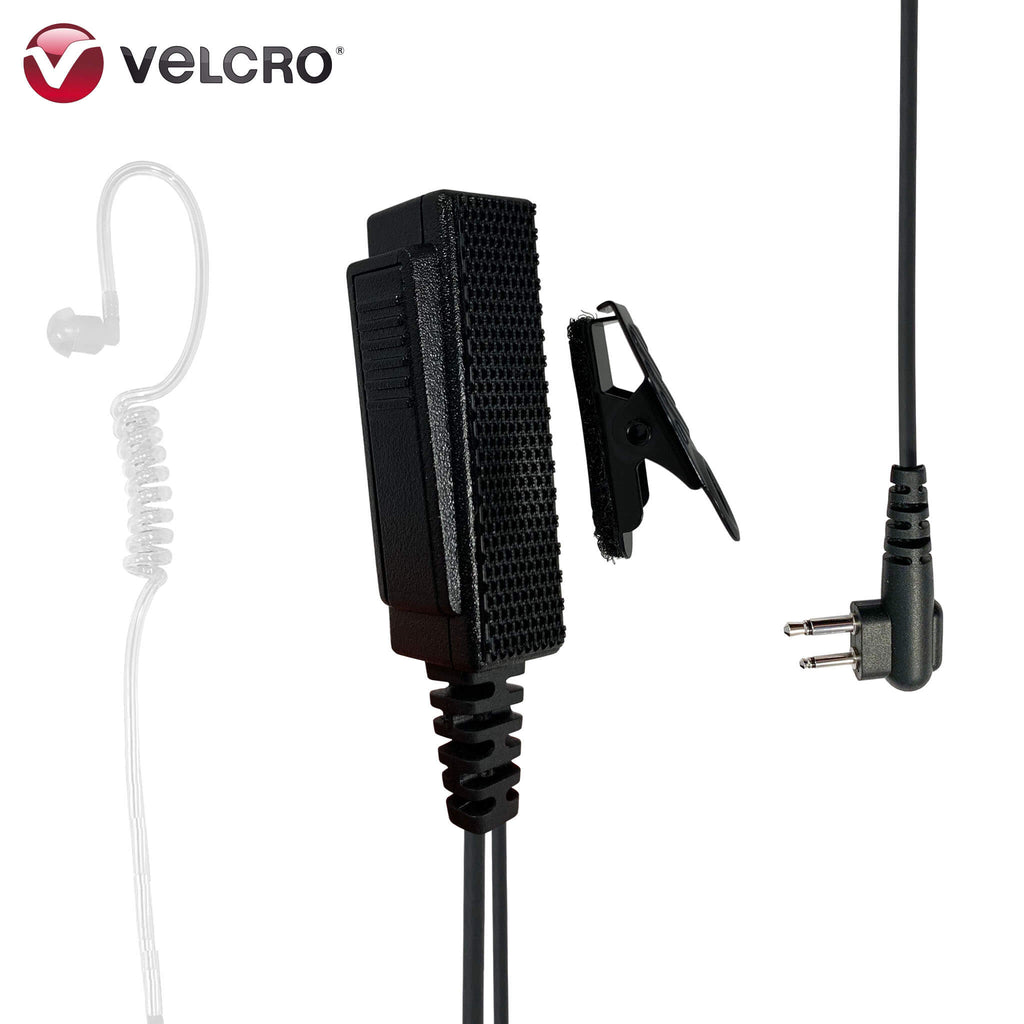 Velcro Mic & Earpiece Radio Kit- 2 Pin Motorola HYT Tekk BearCom Blackbox & More Comm Gear Supply CGS
