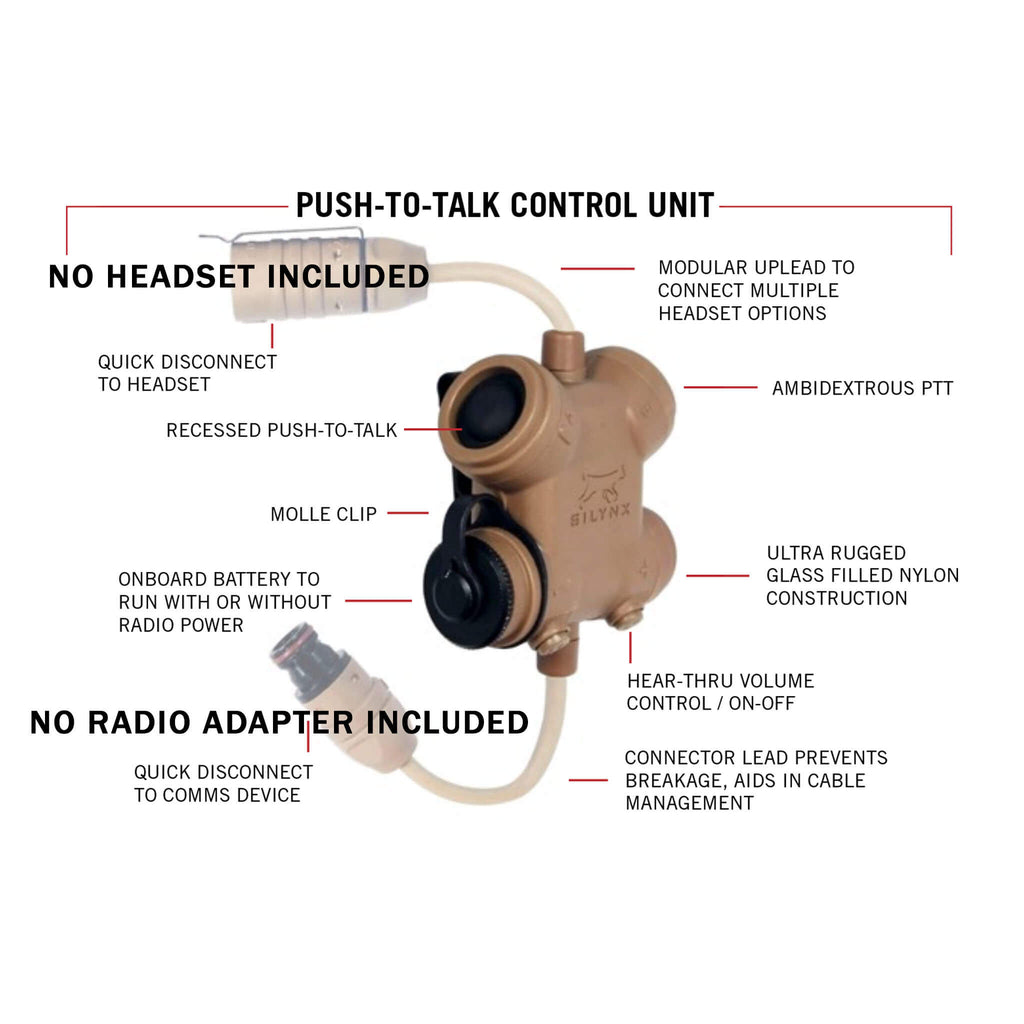 silynx CXPRQH-B-02, CXPRQH-D-02﻿: Clarus XPR Control Box PTT Only- No Radio Adapter Cable, No Headset Included Comm Gear Supply CGS