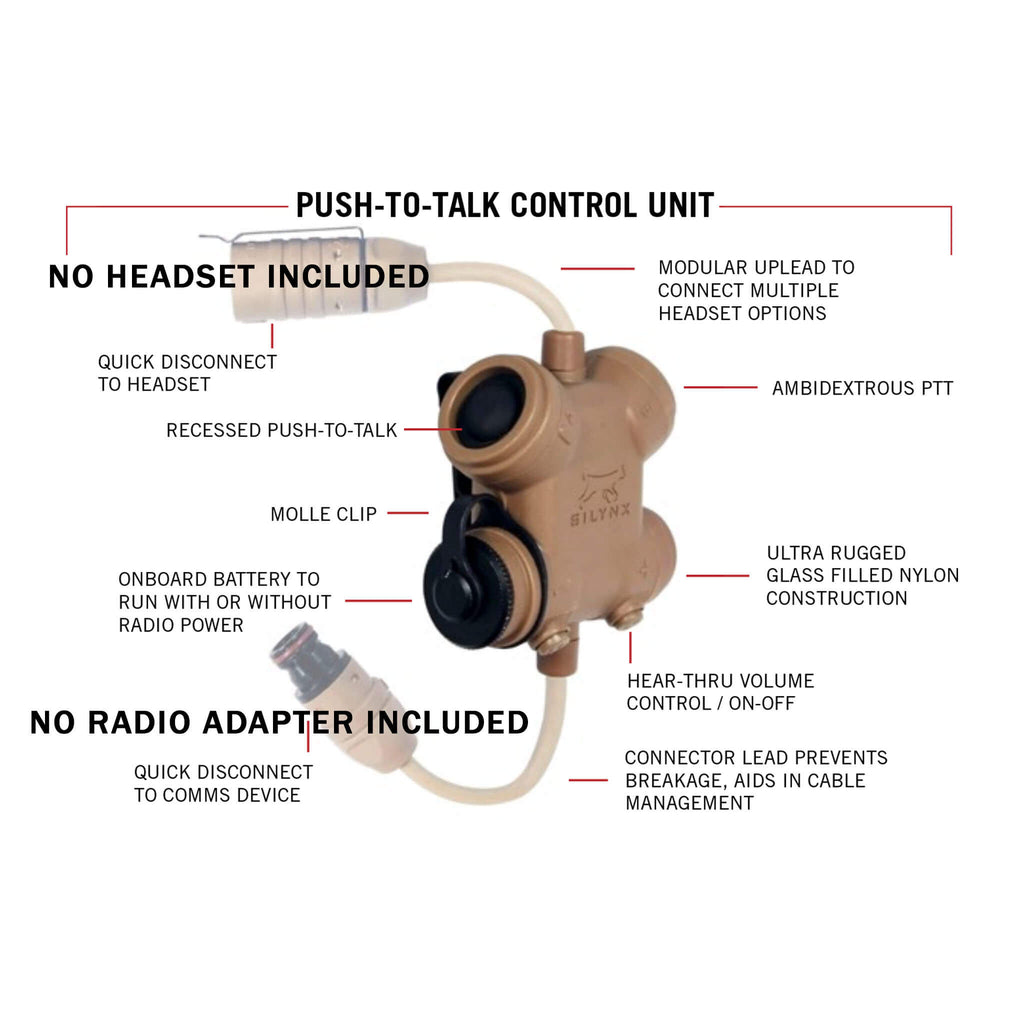 silynx IN0007-B-00, IN0007-D-00﻿: CLARUS Control Box PTT Only- No Radio Adapter Cable, No Headset Included Comm Gear Supply CGS